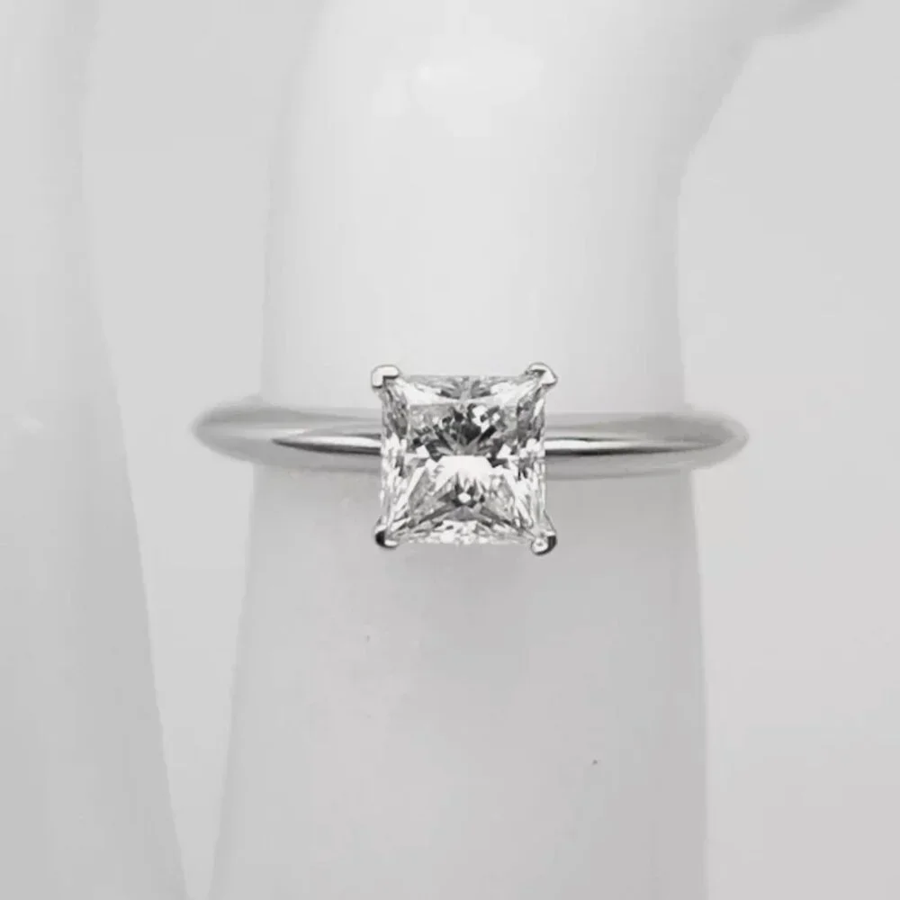 90ct VVS1 F GIA Princess Cut Tiffany & Co Platinum Wedding Ring RARE